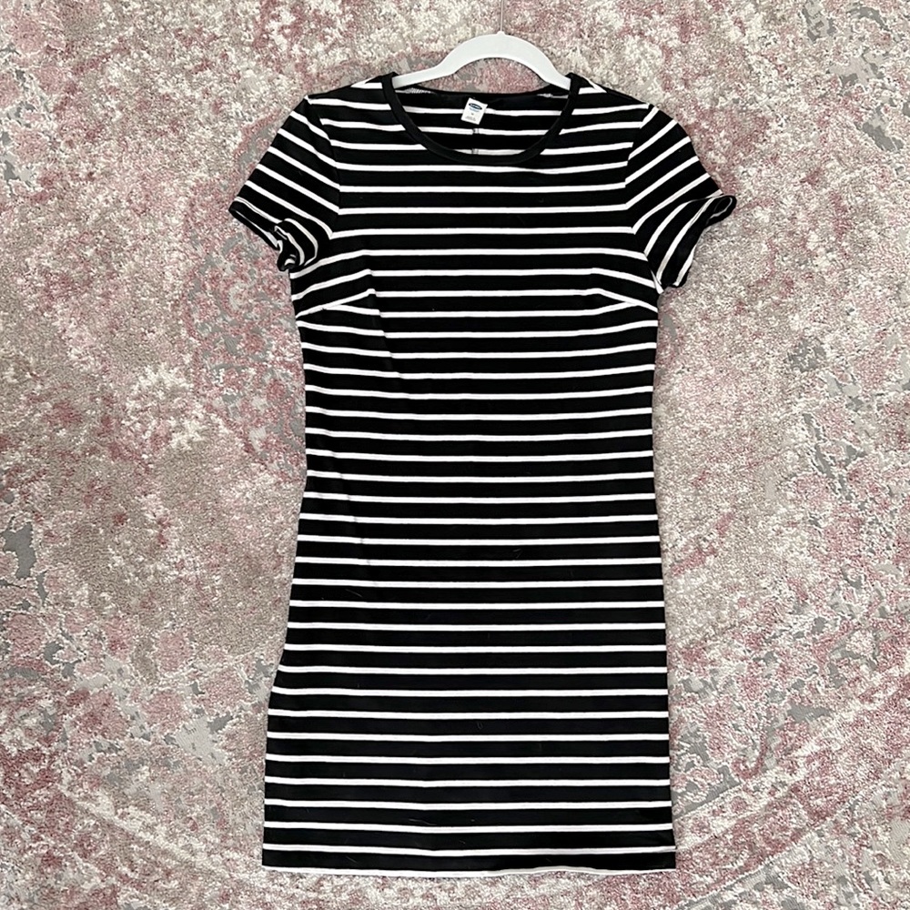 Black and White striped Body-Con Dress